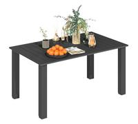 Outsunny Table de Jardin rectangulaire pour 4 à 6 Personnes, Table à Manger extérieure avec Trou pour Parasol Plateau en métal à Lattes, Structure en Acier, pour Balcon, 150 x 90 x 73 cm, Noir