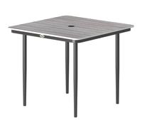 Outsunny Table de jardin rectangulaire pour 4 personnes, table à manger extérieure avec trou de parasol, 85 x 85 x 72,5 cm, gris