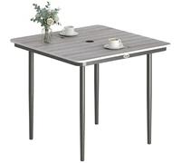 Outsunny Table de Jardin rectangulaire pour 4 Personnes, Table à Manger extérieure avec Trou de Parasol et Pieds en métal, pour Balcon, Porche, terrasse, 85 x 85 x 72,5 cm, Gris