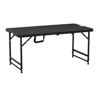 Outsunny Table de jardin rectangulaire Camping 4 pers – Pliable, réglable, HDPE, cadre acier, Gris