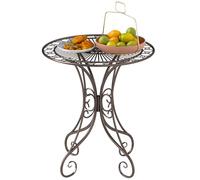Outsunny Table de Jardin Ronde Ø 85 cm, Table de terrasse Cadre en métal, Charge de 50 kg, pour intérieur et extérieur, pour Balcon, Porche, Marron
