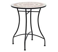 Outsunny Table de jardin ronde en acier + céramique Orange + blanc Ø 60 x H71 cm