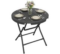 Outsunny Table de Jardin Ronde pour 4 Personnes Ø 80 x 73H cm Gris Foncé