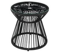 Outsunny Table jardin ronde – résine tressée imitation rotin, plateau verre trempé Ø40 cm – noir