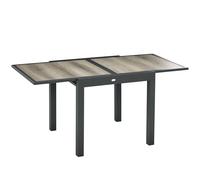Outsunny Table de Jardin, extensible, facile d'entretien, cadre en aluminium, imitation bois, 160 x 80 x 75 cm