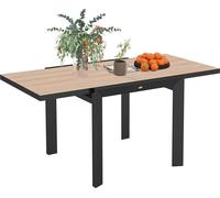Outsunny Table de jardin Table de balcon extensible en aluminium antidérapante Table de buffet Table de camping pour 6 personnes Table de terrasse Outdoor Table à manger en bois naturel