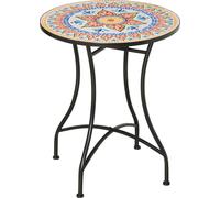 Outsunny Table de jardin table mosaïque ronde table de bistrot table d'appoint avec plateau mosaïque céramique métal rouge+bleu+blanc Ø60 cm