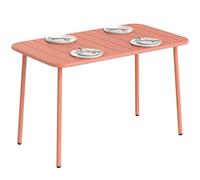 Outsunny Table de Salle à Manger Extérieure 120 x 70 cm pour 4 Personnes, Table de Jardin Rectangulaire avec Plateau à Lattes, Bords Arrondis et Cadre en Acier Résistant à la Rouille, Rouge