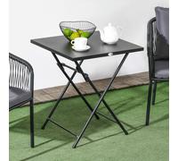 Outsunny Table d'Extérieur Pliante en Acier avec Patins Antidérapants, 60x60x71 cm, Noir