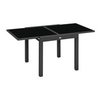 Outsunny Table Extensible de Jardin Grande Taille dim. dépliées 160 x 80 x 75 cm foncé Plateau Verre trempé Noir Aluminium Gris