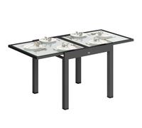 Outsunny Table Extensible de Jardin Plateau Verre Trempé Transparent