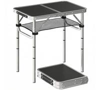 Table de camping pliante - Outsunny - 4 hauteurs réglables - rangement en filet, poignée - aluminium - 60 x 40 x 60 cm - noir