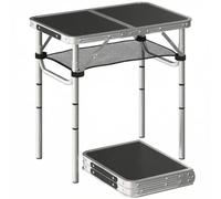 Outsunny Table Pliante en Aluminium Camping 60 x 40 x 60 cm Blanc | Table de Camping Pliante Rectangulaire, Poignée, 4 Hauteurs Réglables, Rangement en Filet, Intérieur/Extérieur, Terrasse