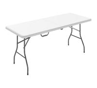 Outsunny Table Pliante en HDPE Table de Camping 180 x 74 x 74 cm Blanc | Poignée, Couvre-Pieds Antidérapants, Extérieur, Terrasse, Camping, Plage