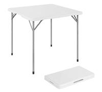 Outsunny Table Pliante en HDPE, Table de Camping Pliante carrée 86 x 86 x 74 cm, avec Une poignée, Hauteur réglable, pour intérieur/extérieur, pour la terrasse, Le Camping, la Plage, Blanc