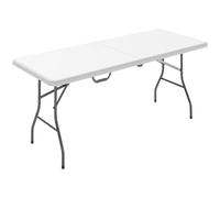 Outsunny Table pliante en HDPE table de camping pliante extérieur avec poignée couvre-pieds antidérapants 180 x 74 x 74 cm, BLANC