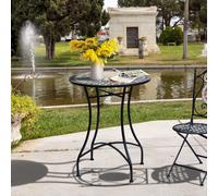 Outsunny Table ronde bistro table de jardin style fer forgé mosaïque métal époxy dim. Ø 60 x 71 cm multicolore
