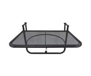 Outsunny Table Suspendue pour Balcon dim. 60L x 56,5l cm Hauteur réglable 3 Niveaux métal époxy Noir