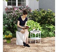 Outsunny Tabouret en céramique en forme de spirale, résistant aux intempéries, 120 kg, ø33 x 45 cm, pour jardin, avec couvercle, blanc