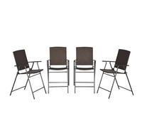 Outsunny Tabourets de Bar Pliable Style Colonial - Lot de 4 tabourets de Bar - Repose-Pied + accoudoirs - métal époxy résine tressée Chocolat