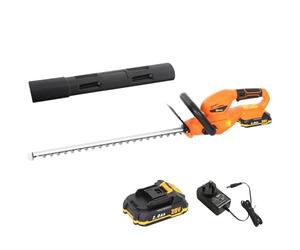 Outsunny Taille-haie sans fil de 50,8 cm, taille-haie électrique 18 V avec lame double action de 51 cm, batterie 2000 mAh et chargeur, poignée antidérapante pour branches de jardin, arbustes