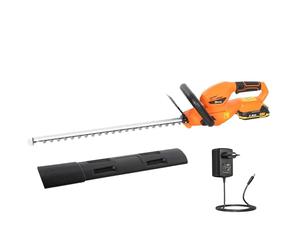 Outsunny Taille-Haies Électrique 100 W, Lame 51 cm, Batterie 2,0 Ah et Chargeur, pour Branches, Arbustes et Brindilles, Orange