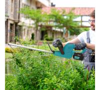 Outsunny Taille-haies électrique avec 2 batteries 3 AH et chargeur 0,8A, longueur de coupe 51 cm, 86 x 17 x 17 cm, bleu