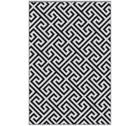 Outsunny Tapis d'extérieur en Plastique avec Design Double Face - Tapis de Balcon imperméable - pour terrasse, Camping - Noir + Blanc - 152 x 243 cm