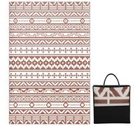 Outsunny Tapis d'extérieur réversible 1,8 x 2,7 m, Tapis de Sol au Motif Mur géométrique en PP, Sac de Transport Inclus, résistant aux intempéries, Rouge et Blanc