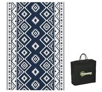Outsunny Tapis d'extérieur réversible en Plastique avec Sac de Transport - Tapis de Camping imperméable pour Balcon, terrasse - 182 x 274 cm - Bleu foncé + Blanc