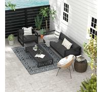 Outsunny Tapis Extérieur Réversible, Imperméable, Géométrique, 182x274cm, Noir/Gris