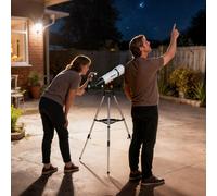 Outsunny Télescope Astronomique 80 mm avec Monture EQ, 2 oculaires et adaptateur smartphone, 92x92x130 cm, Blanc et Noir