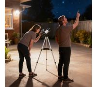 Outsunny Télescope astronomique adultes et débutants 70 mm, télescope réfracteur 40X/16X trépied réglable, 80 x 80 x 135 cm blanc