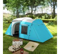 Outsunny Tente de camping familiale 3-4 personnes 2 chambres 4 portes et 4 fenêtres, sac de transport, dim. 460L x 220l x 175H cm