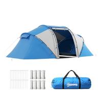 Outsunny Tente de camping familiale 4-6 pers. 2 cabines fenêtre grande porte 4,3x2,4x1,7m Bleu/Blanc