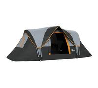 Outsunny Tente de Camping familiale 5-6 pers. - Tente tunelle imperméable légère ventilée Facile à Monter - Grande Porte + 2 fenêtres - 4,55L x 2,2l x 1,8H m Fibre Verre Polyester Oxford Gris Clair