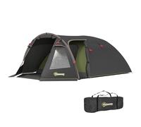 Outsunny Tente de Camping familiale pour 2-4 Personnes, Tente Tunnel imperméable 3000 mm avec 3 Portes, fenêtres, Sac de Transport, pour Camping Voyage randonnée Jardin, Noir