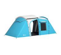 Outsunny Tente de Camping familiale pour 3-4 Personnes, Tente Tunnel avec 2 Chambres, 4 Portes et 4 fenêtres, Sac de Transport, imperméable, 460 x 220 x 175 cm, Bleu