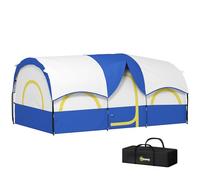 Outsunny Tente de camping familiale type tunnel pour 4-6 personnes, imperméable, 3000 mm, tente de camping pliable avec 2 chambres, sac pour randonnée, 435 x 251 x 195 cm, bleu et blanc