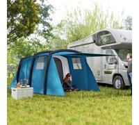 Outsunny Tente de Camping Gonflable 3-6 Personnes Tente Tunnel Extérieure avec Fenêtre Latérale Porte Poutres Gonflables 4,4 x 2,8 x 1,95 m Bleu