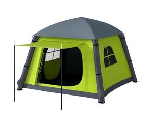 Outsunny Tente de camping gonflable avec pompe à main, installation facile pour 1/2 personne, taffetas 190T avec fenêtres en maille, portes et sac de transport