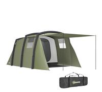 Outsunny Tente de Camping Gonflable familiale de Type Tunnel pour 3 à 6 Personnes Tente de Camping Glamping avec Vestibule Fenêtres en Maille et Sac de Transport Protection UV 50+ Imperméable Vert