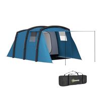 Outsunny Tente de Camping Gonflable Tente Gonflable Tunnel 3 à 6 Personnes avec Chambre à Coucher, Salon et Porche Pompe à Air Sac de Transport Inclus Montage Rapide 420 x 200 x 150 cm Bleu