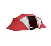 Tente De Camping Familiale 4-6 Personnes 2 Cabines Fenêtre Grande Porte 4,3l X 2,4l X 1,7h M Rouge Gris