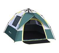 Outsunny Tente de Camping Pop up 3 Personnes avec 3 fenêtres et Porte, Sac de Transport Inclus, Fibre Verre Polyester PE, Gris Vert
