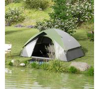 Outsunny Tente de camping pour 2 personnes 3-4 saison 3000 mm imperméable et ventilée, installation facile, gris