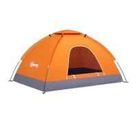 Outsunny Tente de camping pour 2 personnes, tente dôme avec portes zippées, poche de rangement, sac pratique portable, orange