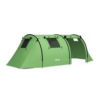 Outsunny Tente de camping pour 3 à 4 personnes, stable, imperméable, tente familiale avec chambre à coucher, salon, tente dôme avec colonne d'eau de 3000 mm, tente tunnel pour camping, voyage, vert