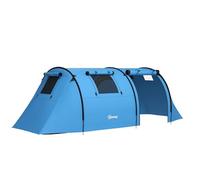 Outsunny Tente de camping pour 3 à 4 personnes, stable, imperméable, tente familiale avec chambre à coucher, salon, tente dôme avec colonne d'eau de 3000 mm, tente tunnel pour camping, voyage, bleu