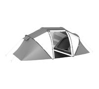 Outsunny Tente de camping pour 4-6 personnes avec espace de vie et 2 chambres, abri solaire pour randonnée, tente tunnel de protection UV, gris charbon et blanc